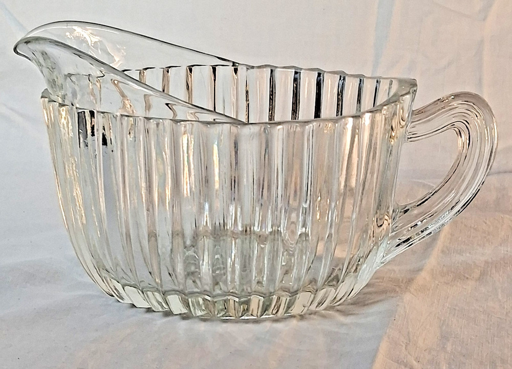 Vintage Anchor Hocking Clear Depression Glass "Queen Mary" Ribbed Creamer